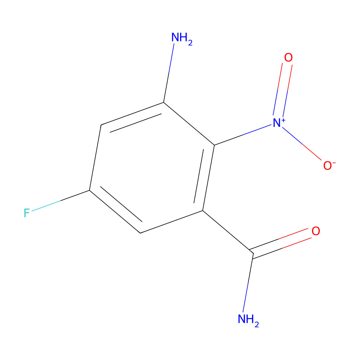 3-Amino-5-fluoro-2-nitrobenzamide molecular structure, CAS 1378863-43-4