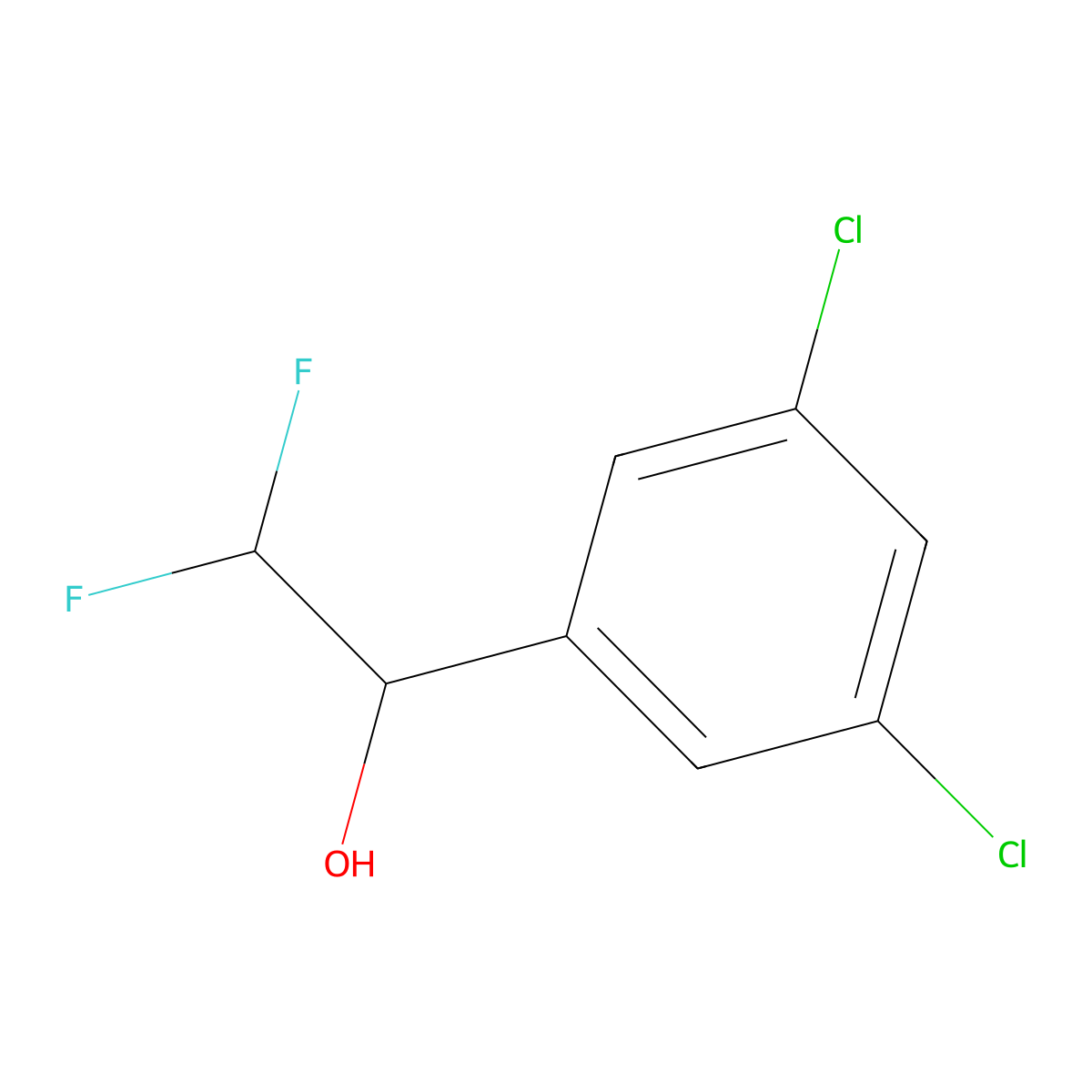 1-(3,5-Dichlorophenyl)-2,2-difluoroethan-1-ol molecular structure, CAS 1378863-88-7