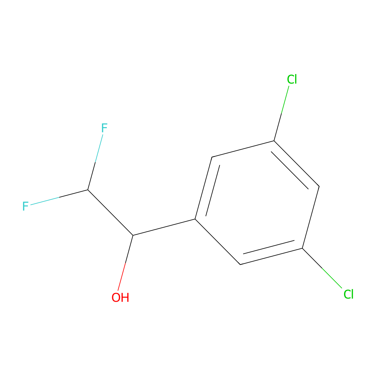 1-(3,5-Dichlorophenyl)-2,2-difluoroethan-1-ol molecular structure, CAS 1378863-88-7