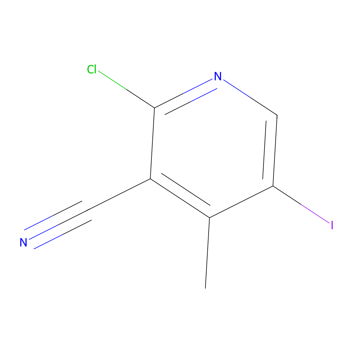 2-Chloro-5-iodo-4-methylpyridine-3-carbonitrile molecular structure, CAS 1378864-45-9