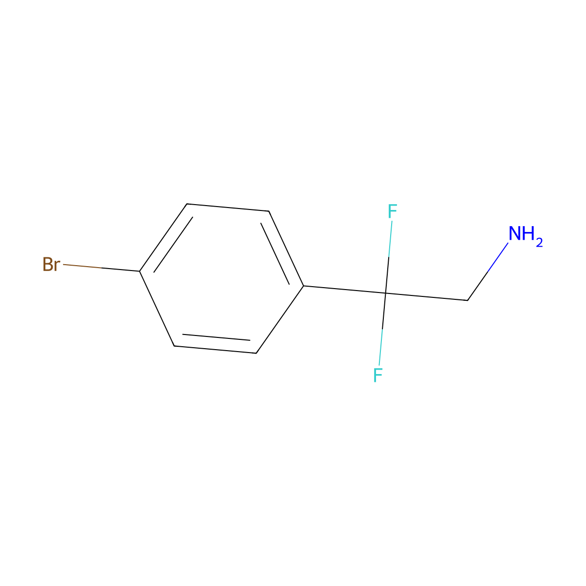 2-(4-Bromophenyl)-2,2-difluoroethan-1-amine molecular structure, CAS 1378866-69-3