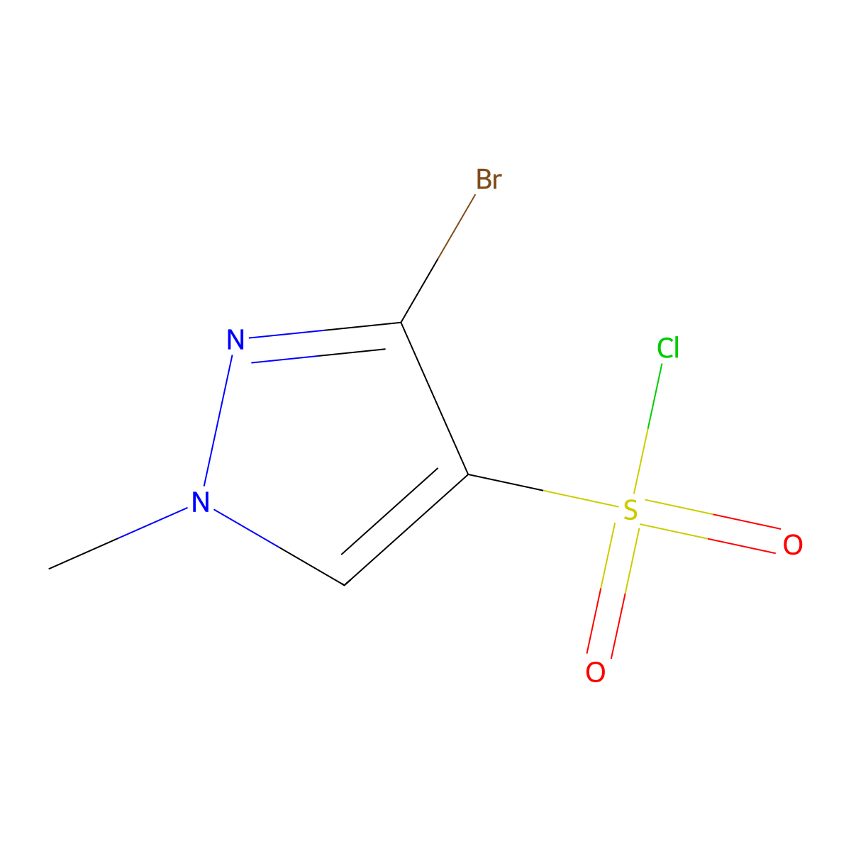 3-bromo-1-methyl-1H-pyrazole-4-sulfonyl chloride molecular structure, CAS 1378866-77-3