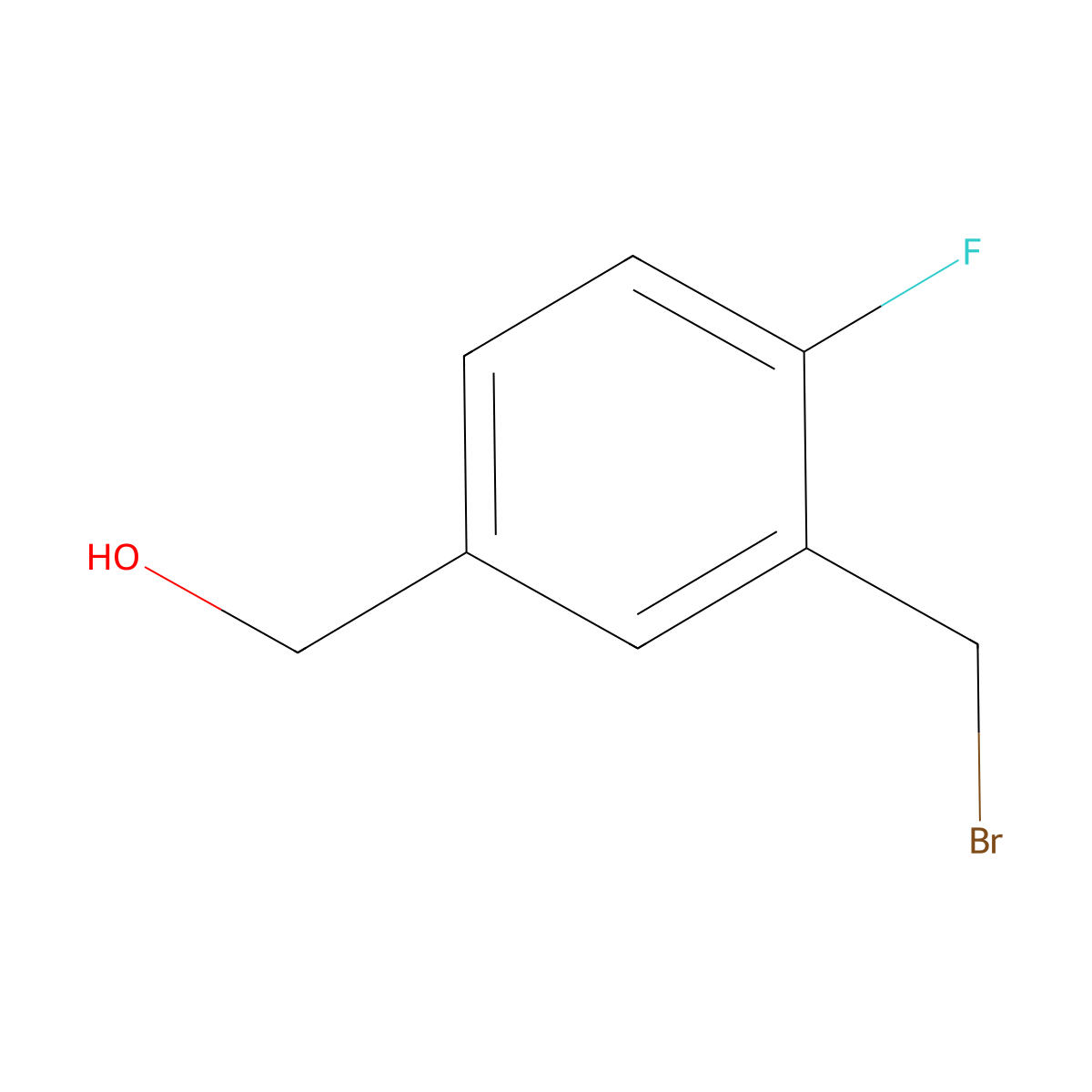 (3-(Bromomethyl)-4-fluorophenyl)methanol molecular structure, CAS 1378867-70-9