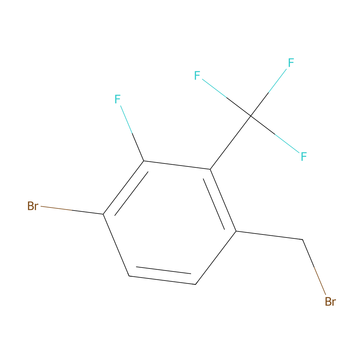4-Bromo-3-fluoro-2-(trifluoromethyl)benzyl bromide molecular structure, CAS 1378869-31-8