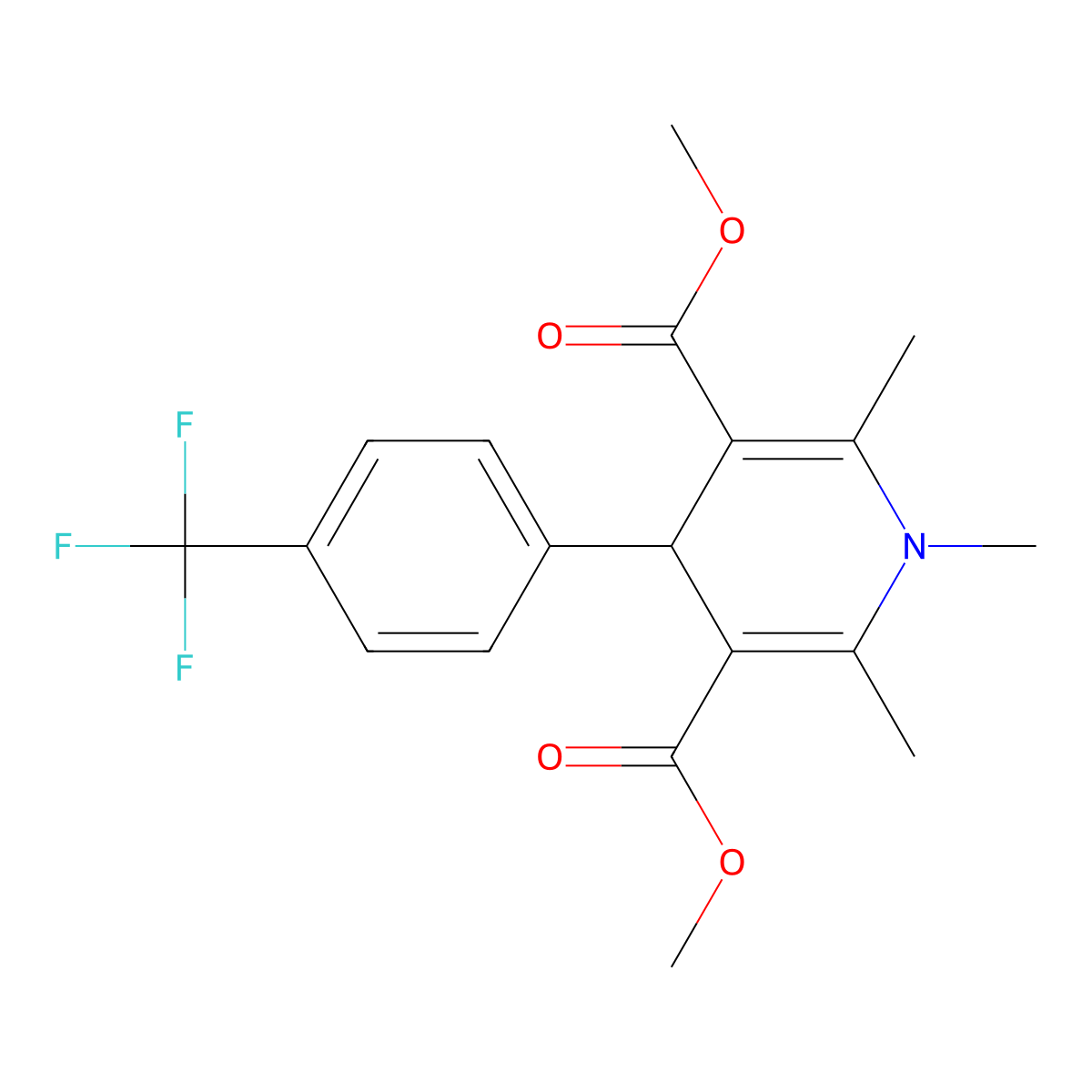Dimethyl 1,2,6-trimethyl-4-(4-(trifluoromethyl)phenyl)-1,4-dihydropyridine-3,5-dicarboxylate molecular structure, CAS 137887-41-3
