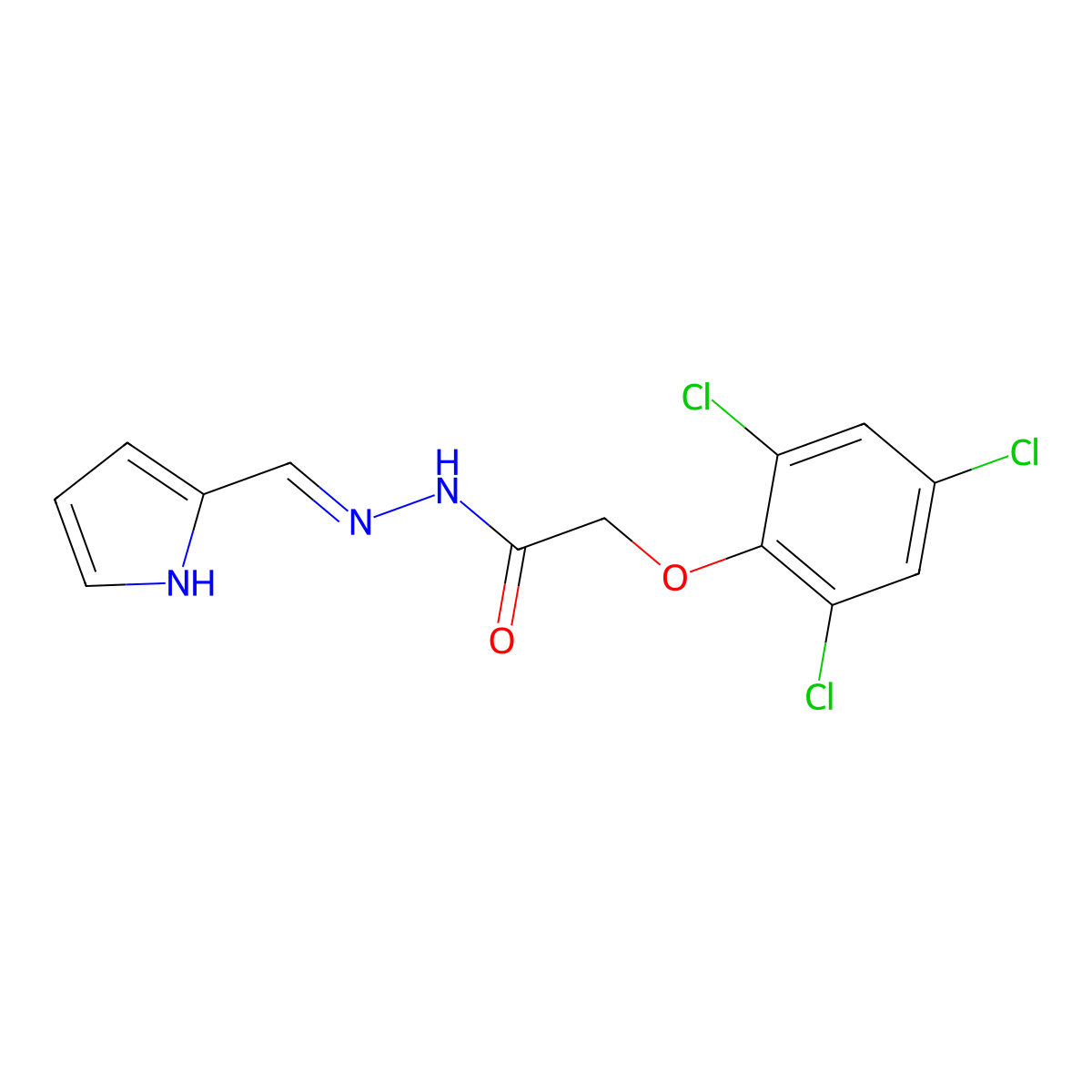 (E)-N'-((1H-Pyrrol-2-yl)methylene)-2-(2,4,6-trichlorophenoxy)acetohydrazide molecular structure, CAS 1378872-36-6