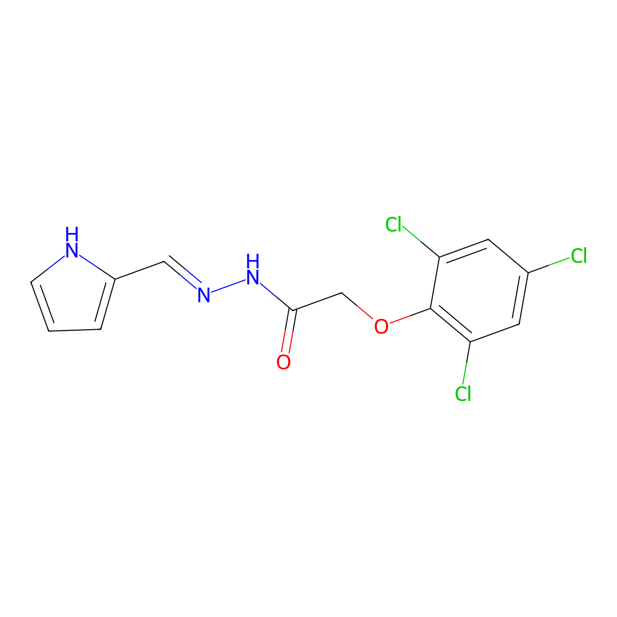 (E)-N'-((1H-Pyrrol-2-yl)methylene)-2-(2,4,6-trichlorophenoxy)acetohydrazide molecular structure, CAS 1378872-36-6