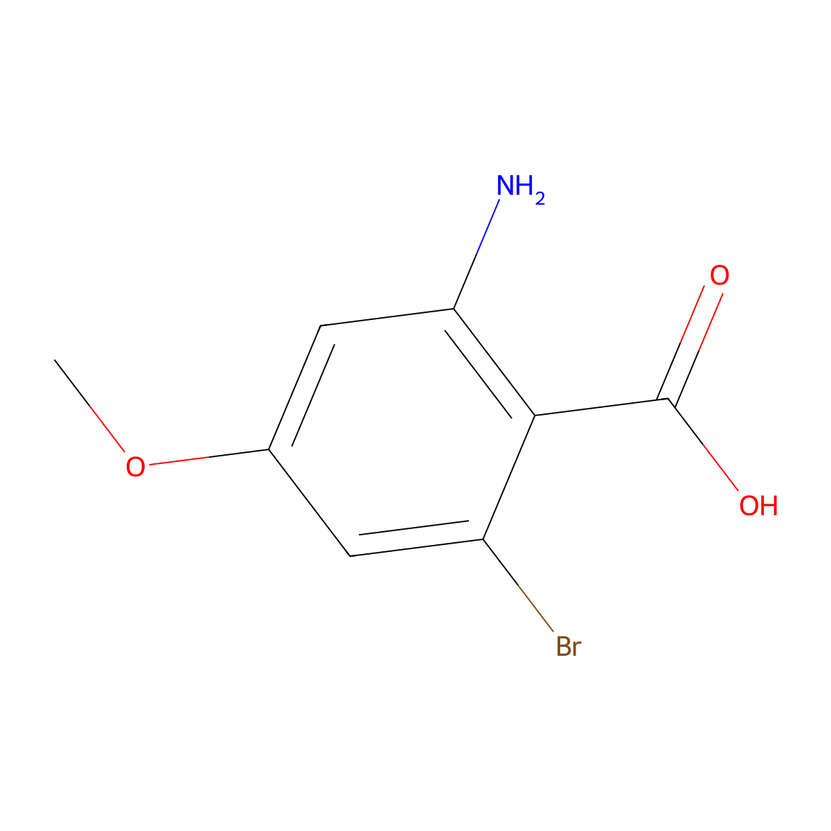 2-Amino-6-bromo-4-methoxybenzoic acid molecular structure, CAS 1378873-30-3