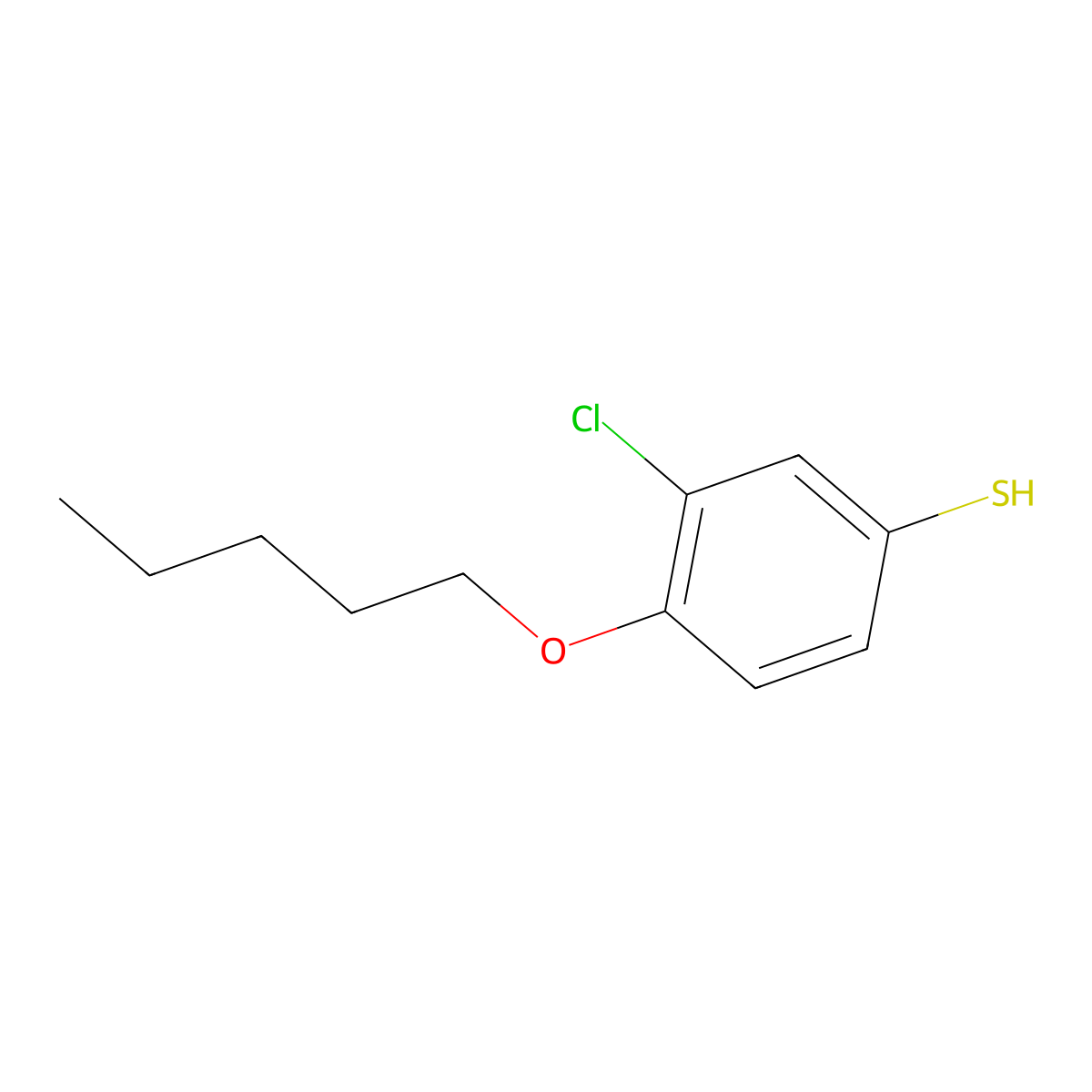 3-Chloro-4-(pentyloxy)benzenethiol molecular structure, CAS 1378873-87-0