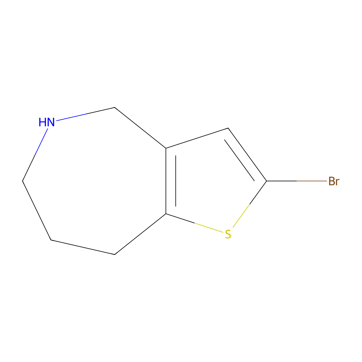 2-bromo-4H,5H,6H,7H,8H-thieno[3,2-c]azepine molecular structure, CAS 1378874-05-5
