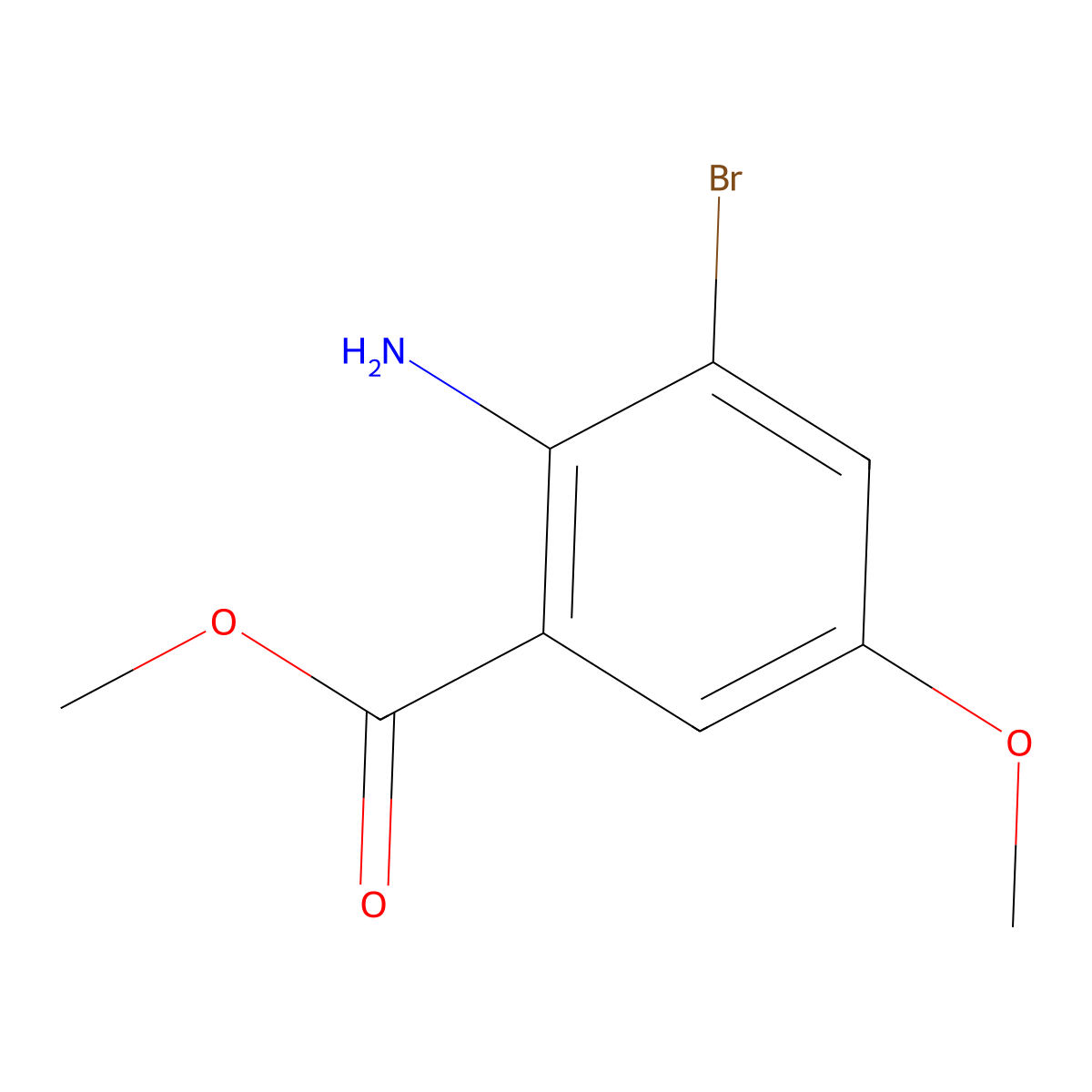 Methyl 2-amino-3-bromo-5-methoxybenzoate molecular structure, CAS 1378874-22-6