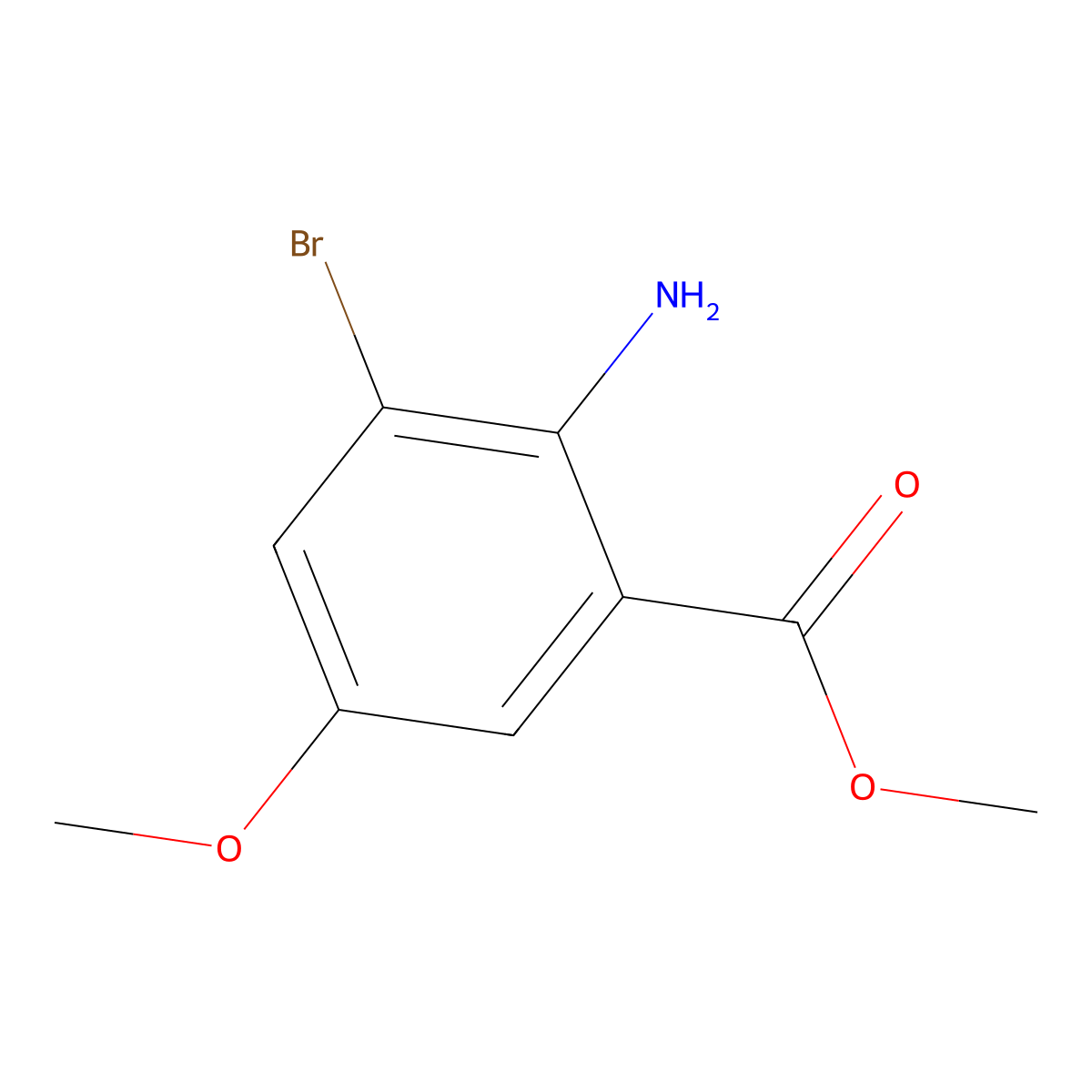 Methyl 2-amino-3-bromo-5-methoxybenzoate molecular structure, CAS 1378874-22-6