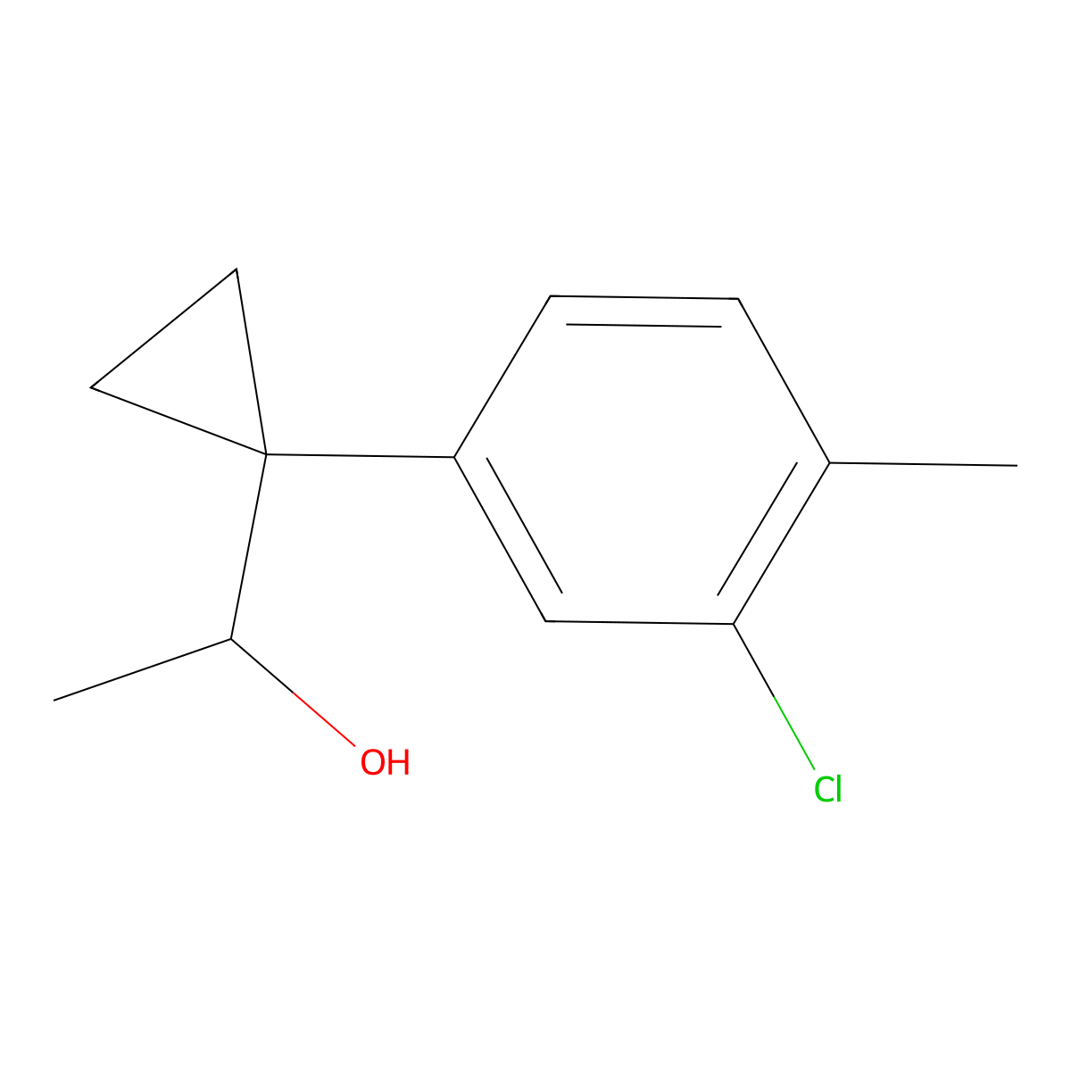 1-[1-(3-Chloro-4-methylphenyl)cyclopropyl]ethan-1-ol molecular structure, CAS 1378874-61-3