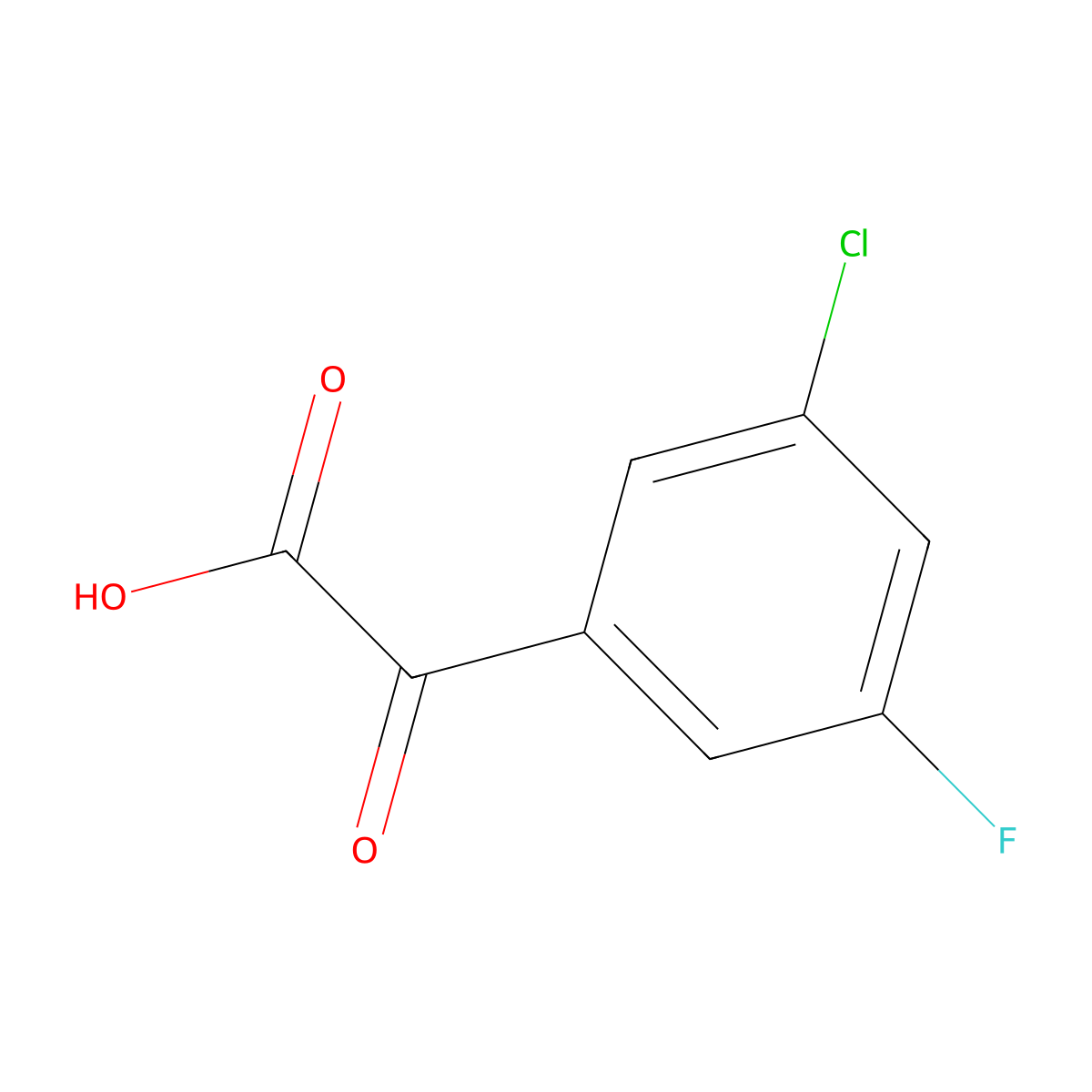 (3-Chloro-5-fluorophenyl)glyoxylic acid molecular structure, CAS 1378877-51-0