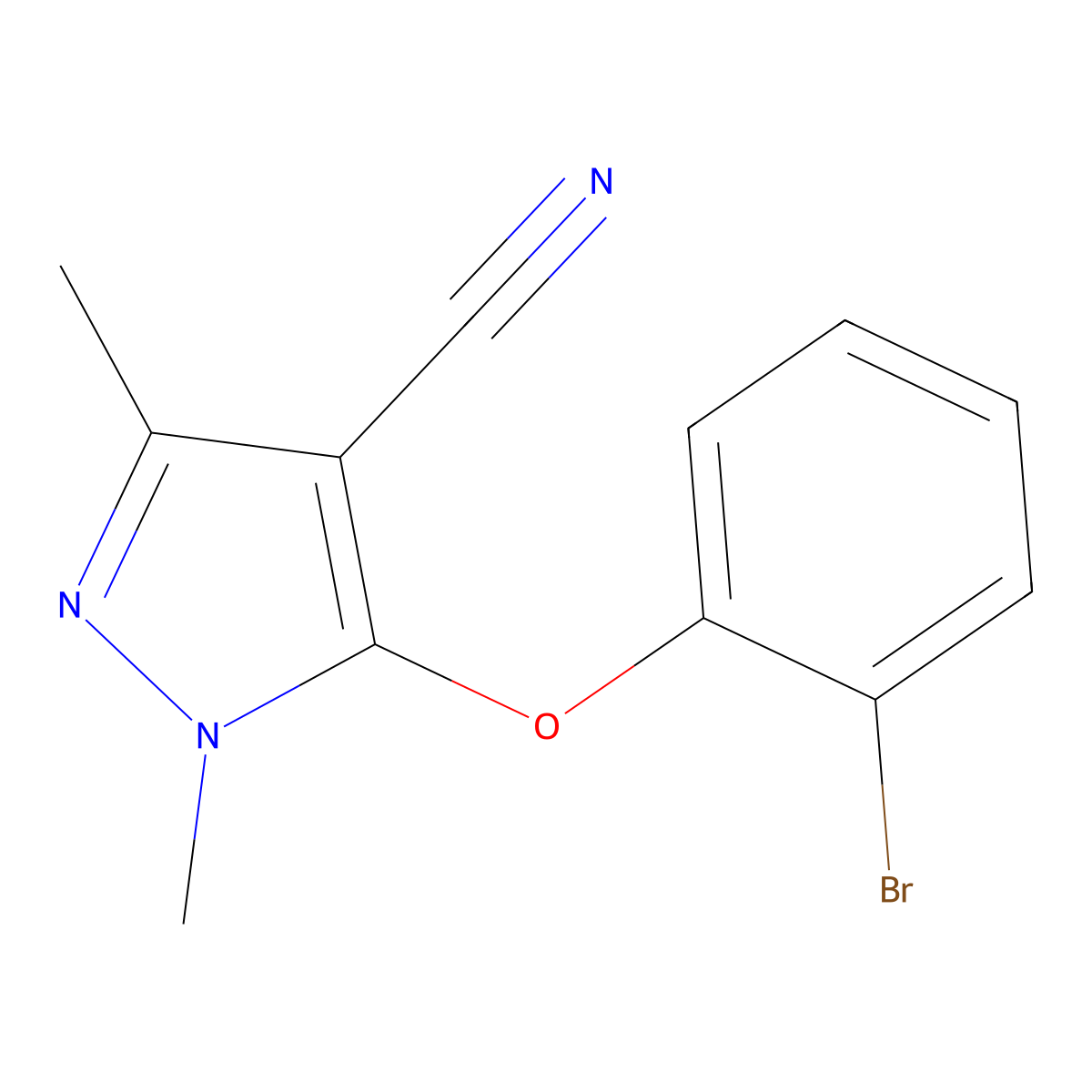 5-(2-Bromophenoxy)-1,3-dimethyl-1H-pyrazole-4-carbonitrile molecular structure, CAS 1378878-41-1