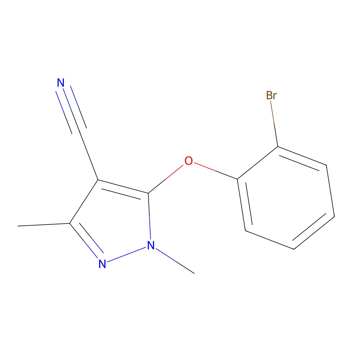 5-(2-Bromophenoxy)-1,3-dimethyl-1H-pyrazole-4-carbonitrile molecular structure, CAS 1378878-41-1