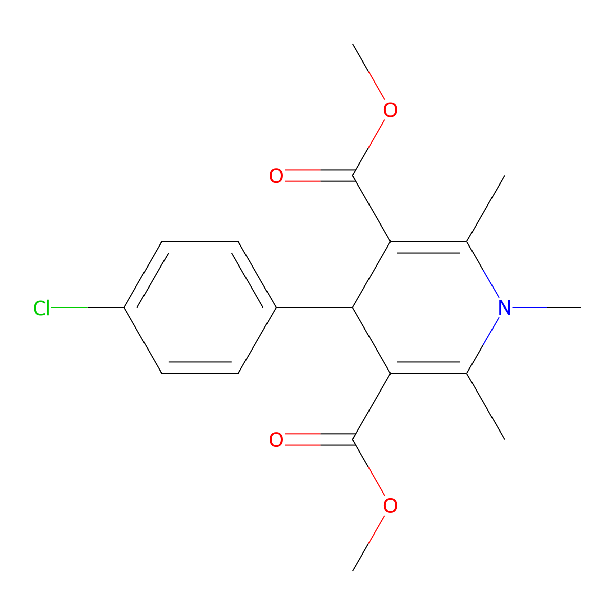 Dimethyl 4-(4-chlorophenyl)-1,2,6-trimethyl-1,4-dihydropyridine-3,5-dicarboxylate molecular structure, CAS 137888-00-7