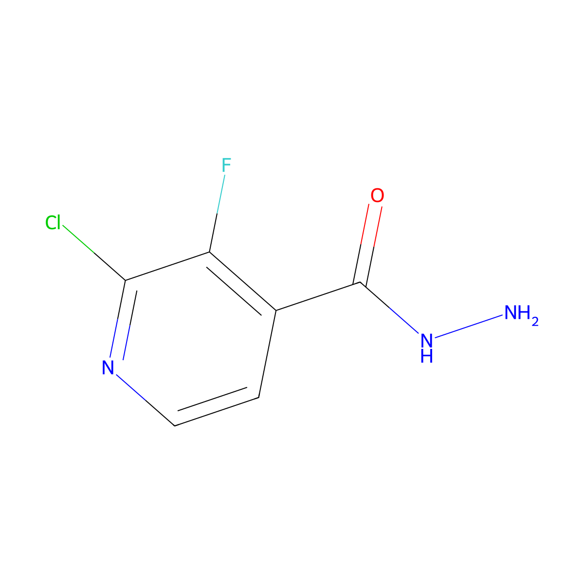 2-Chloro-3-fluoroisonicotinohydrazide molecular structure, CAS 1378887-91-2