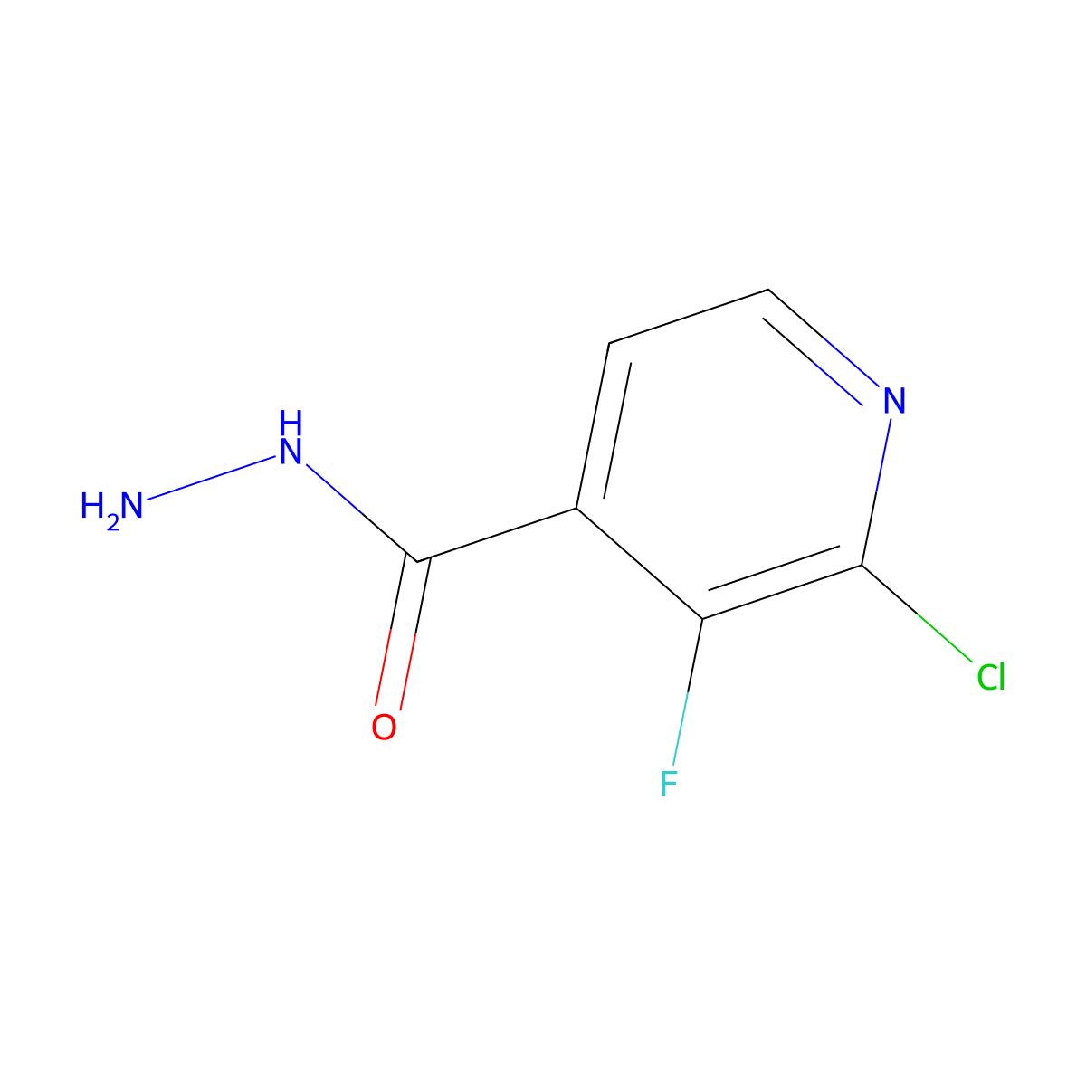 2-Chloro-3-fluoroisonicotinohydrazide molecular structure, CAS 1378887-91-2