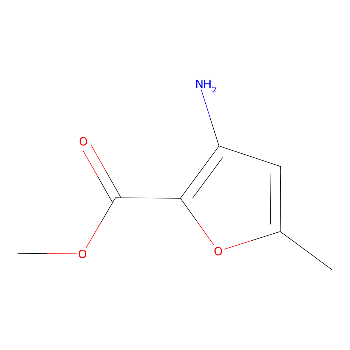 Methyl 3-amino-5-methylfuran-2-carboxylate molecular structure, CAS 1378888-06-2