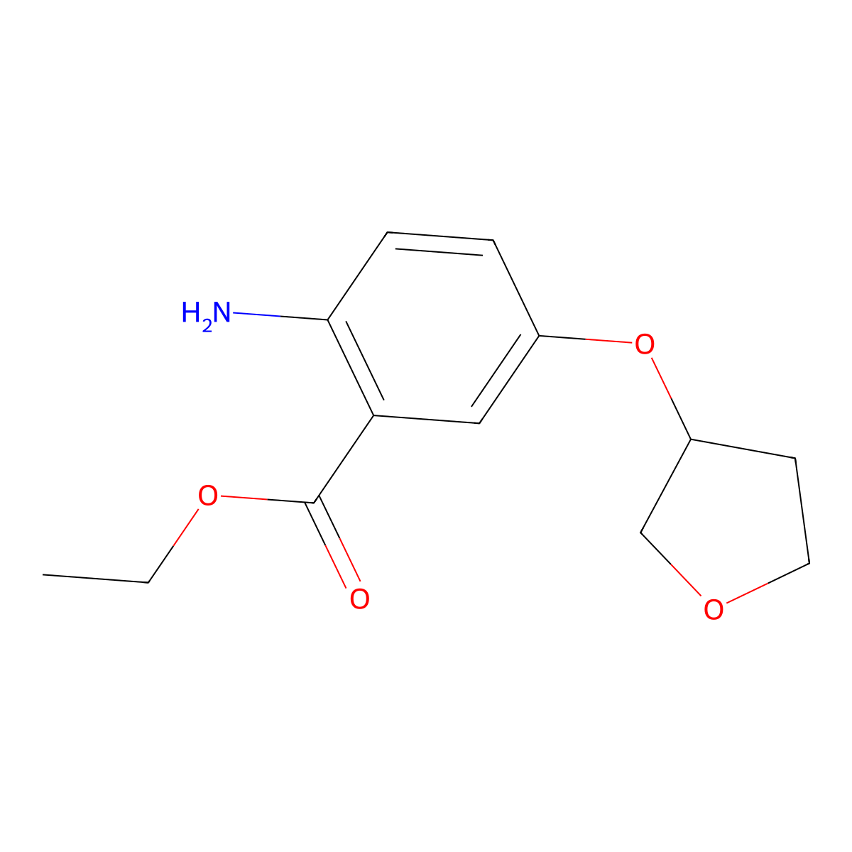 Ethyl 2-amino-5-(oxolan-3-yloxy)benzoate molecular structure, CAS 1378888-41-5
