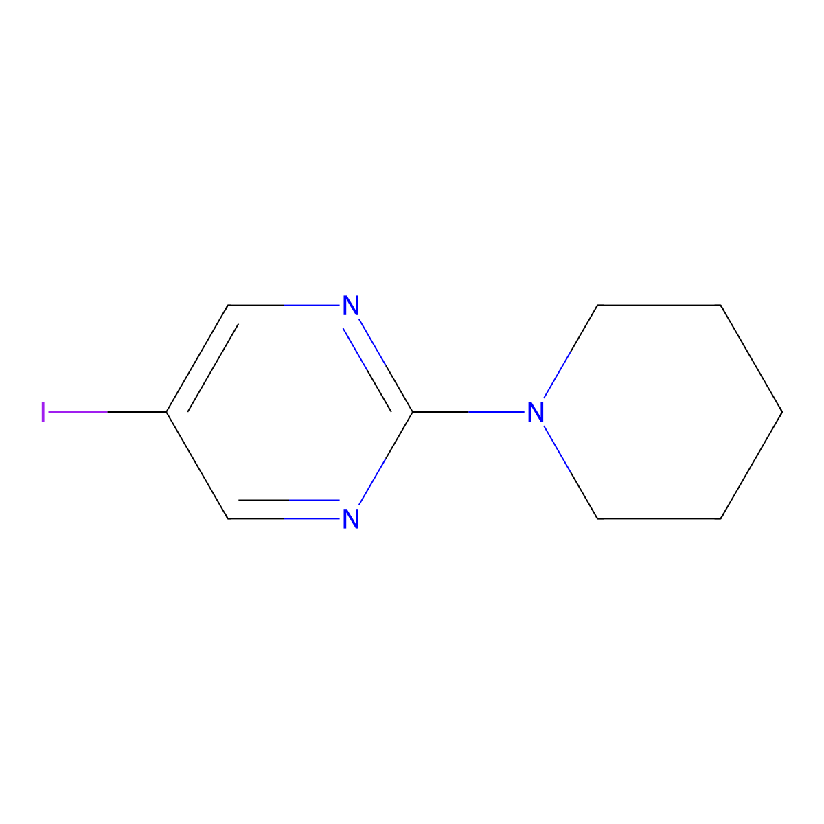 5-Iodo-2-(piperidin-1-yl)pyrimidine molecular structure, CAS 1378891-09-8
