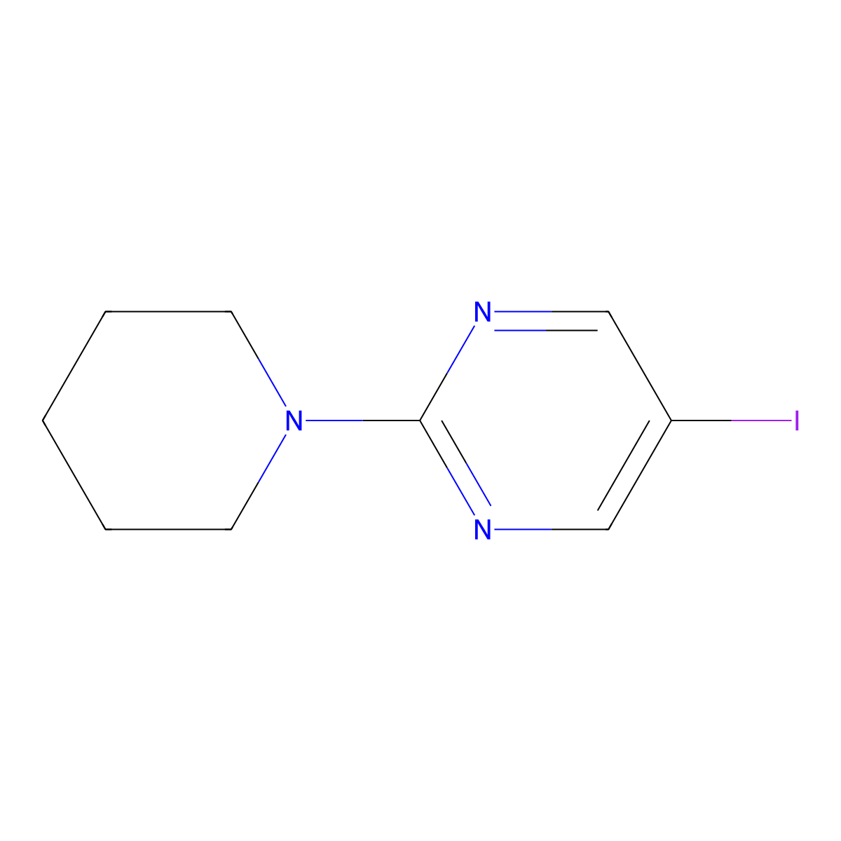 5-Iodo-2-(piperidin-1-yl)pyrimidine molecular structure, CAS 1378891-09-8