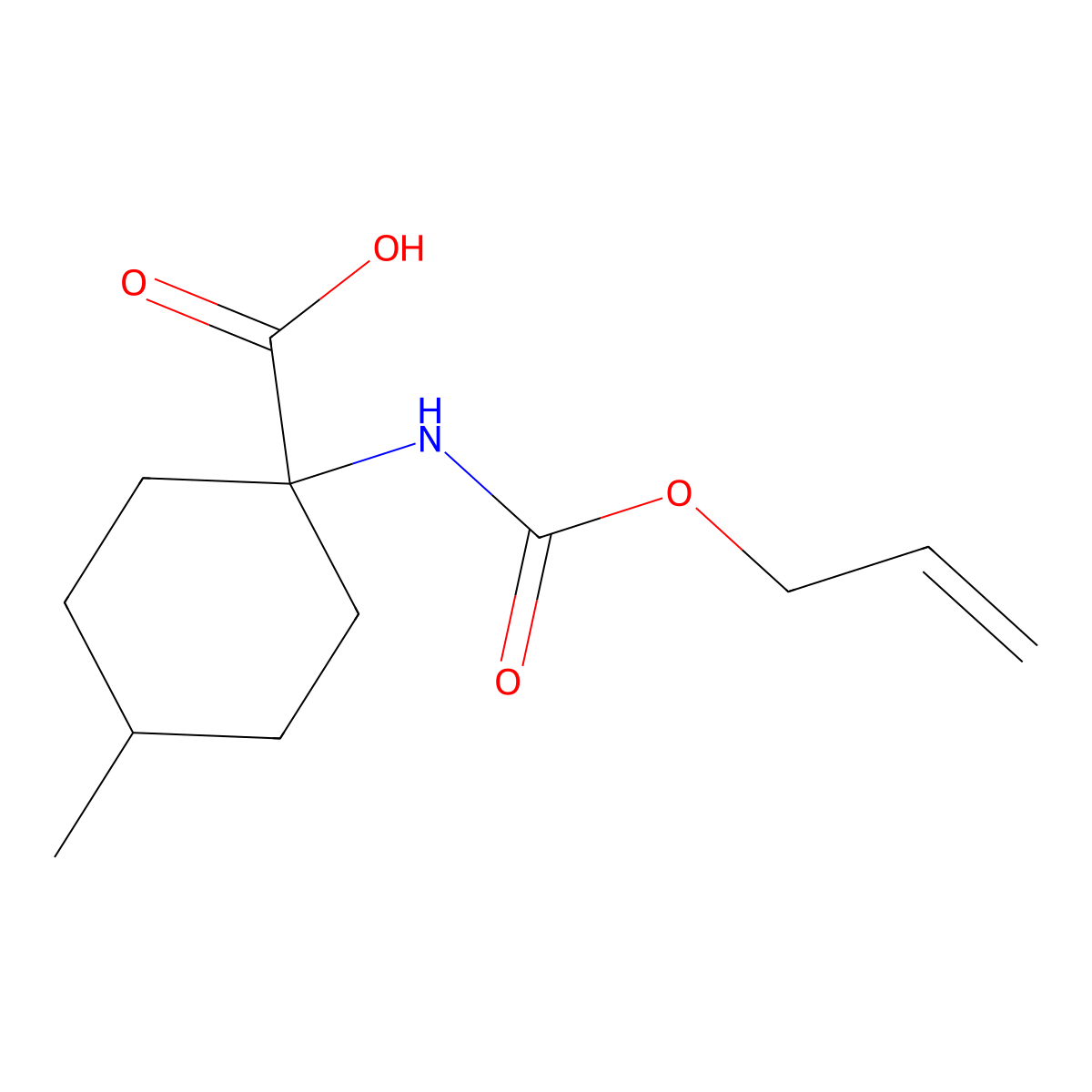 4-Methyl-1-{[(prop-2-en-1-yloxy)carbonyl]amino}cyclohexane-1-carboxylic acid molecular structure, CAS 1378893-87-8