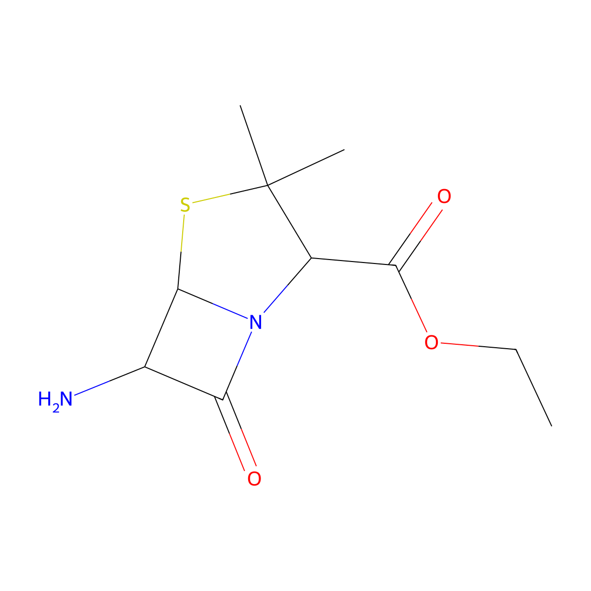 ethyl (2S,5R,6R)-6-amino-3,3-dimethyl-7-oxo-4-thia-1-azabicyclo[3.2.0]heptane-2-carboxylate molecular structure, CAS 13789-44-1