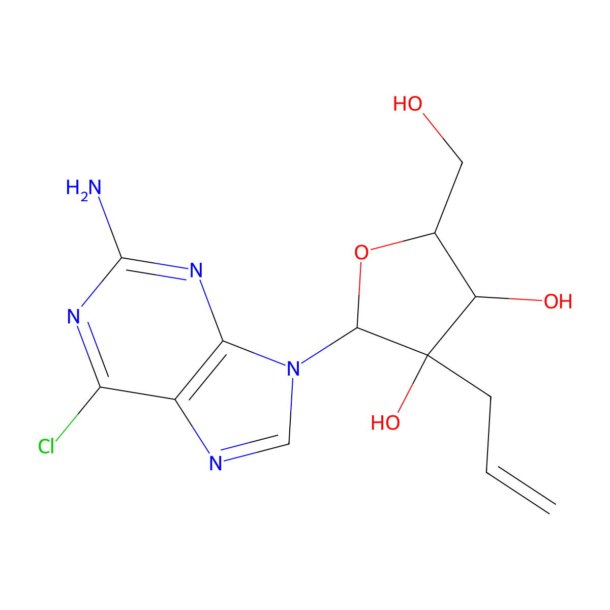 (3R,4R,5R)-3-allyl-2-(2-amino-6-chloro-9H-purin-9-yl)-5-(hydroxymethyl)tetrahydrofuran-3,4-diol molecular structure, CAS 1378912-51-6