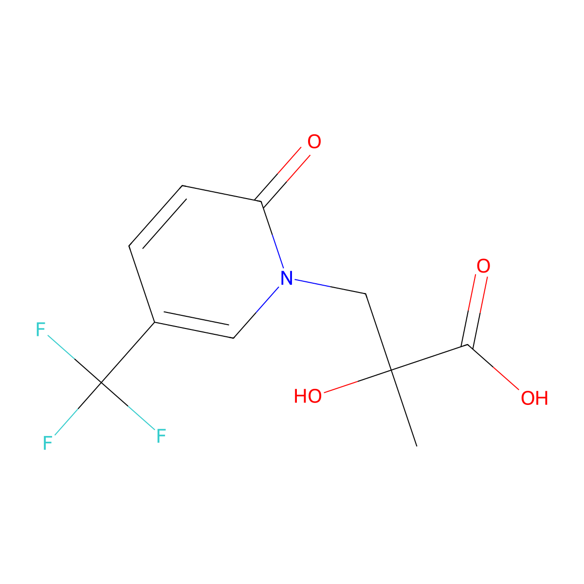 2-Hydroxy-2-methyl-3-[2-oxo-5-(trifluoromethyl)-1,2-dihydropyridin-1-yl]propanoic acid molecular structure, CAS 1378917-12-4