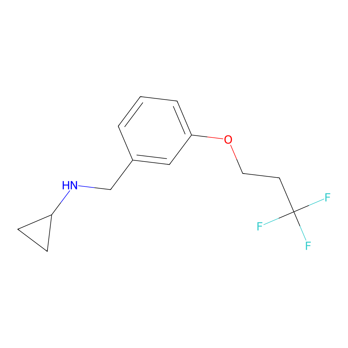 N-{[3-(3,3,3-trifluoropropoxy)phenyl]methyl}cyclopropanamine molecular structure, CAS 1378918-19-4