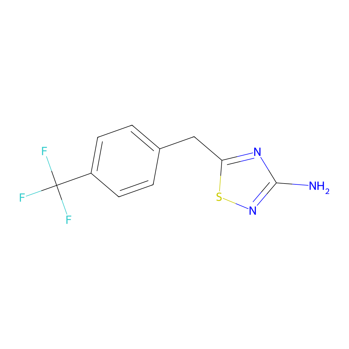5-{[4-(Trifluoromethyl)phenyl]methyl}-1,2,4-thiadiazol-3-amine molecular structure, CAS 1378925-62-2
