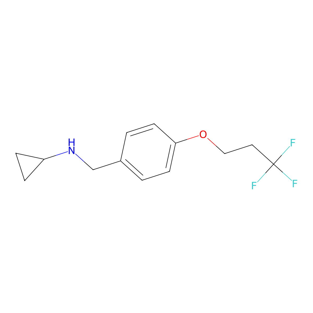 N-{[4-(3,3,3-trifluoropropoxy)phenyl]methyl}cyclopropanamine molecular structure, CAS 1378948-09-4