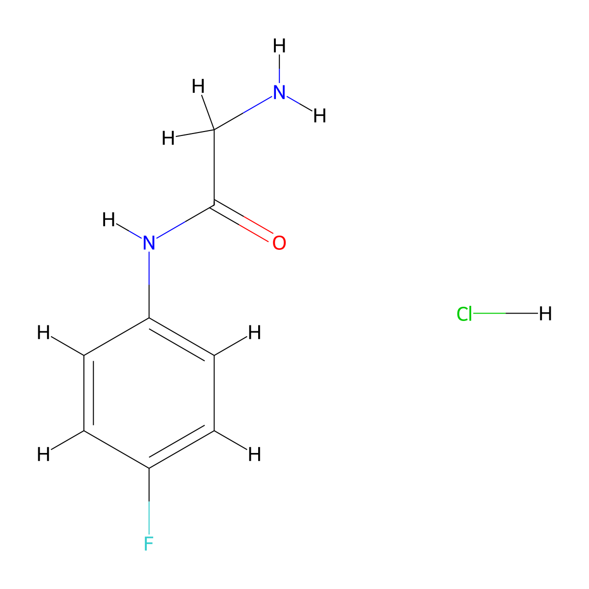 2-amino-N-(4-fluorophenyl)acetamide hydrochloride molecular structure, CAS 137895-50-2