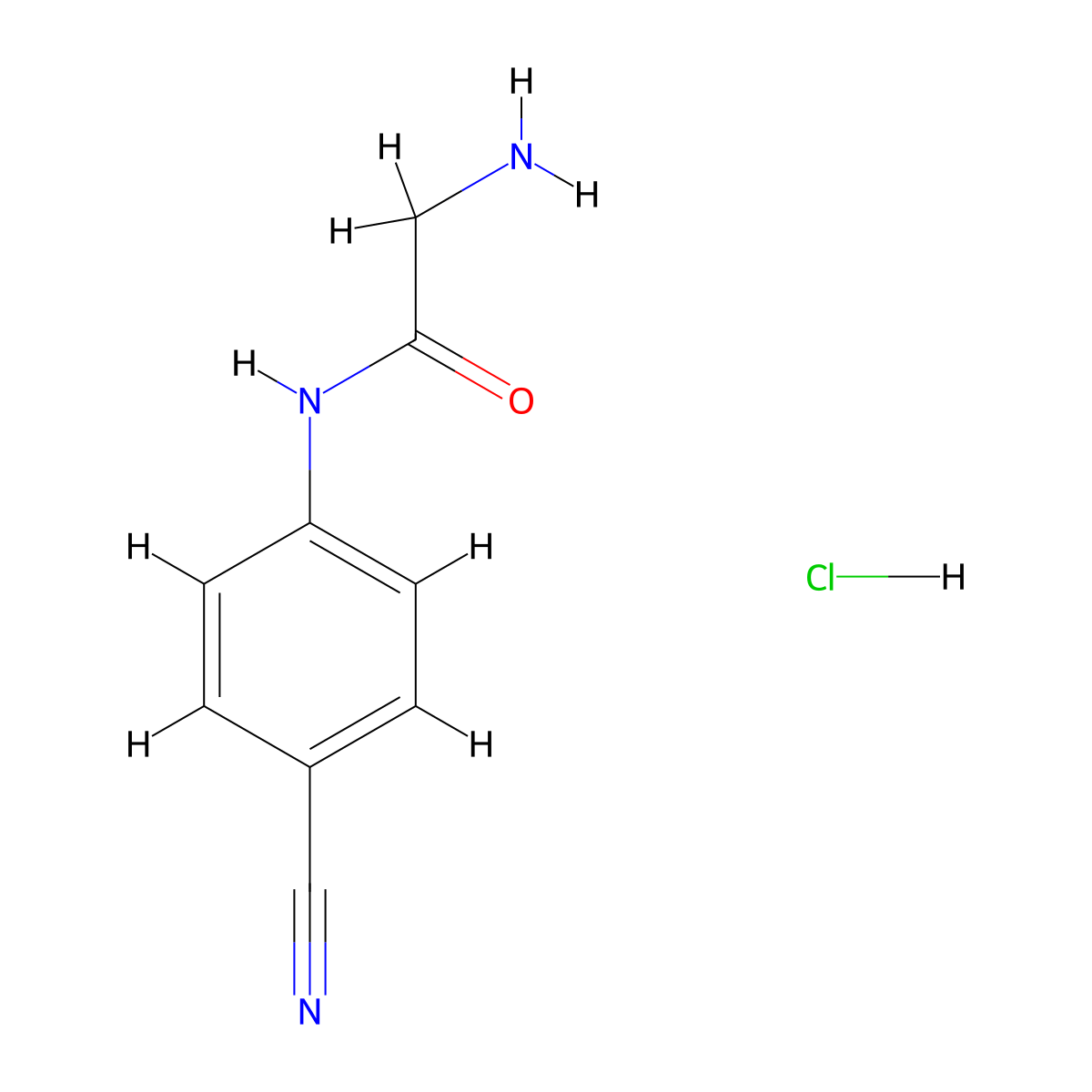 2-amino-N-(4-cyanophenyl)acetamide hydrochloride molecular structure, CAS 137895-51-3