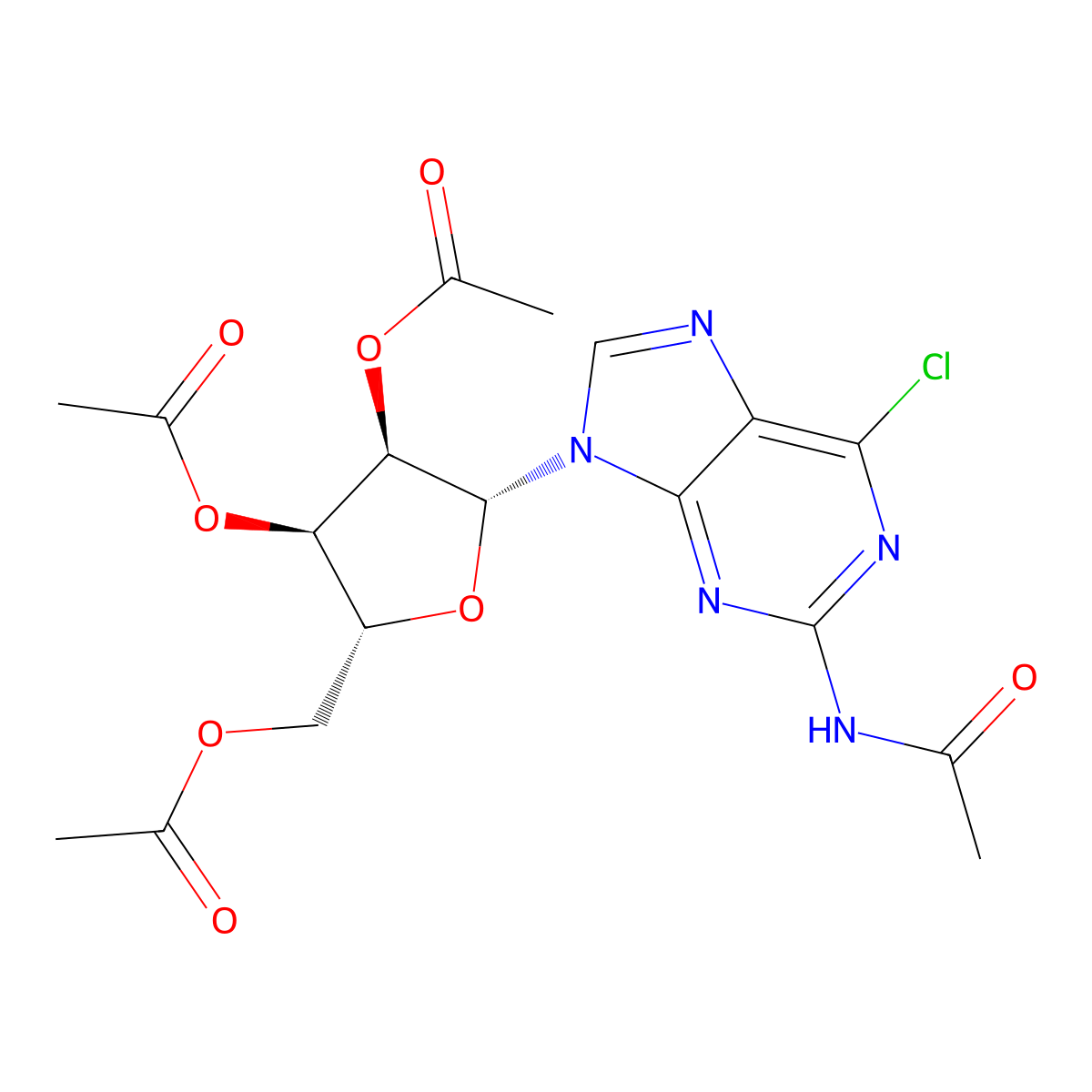 2-Acetamido-6-chloro-9-(2',3',5'-tri-O-acetyl-b-D-ribofuranosyl)purine molecular structure, CAS 137896-02-7