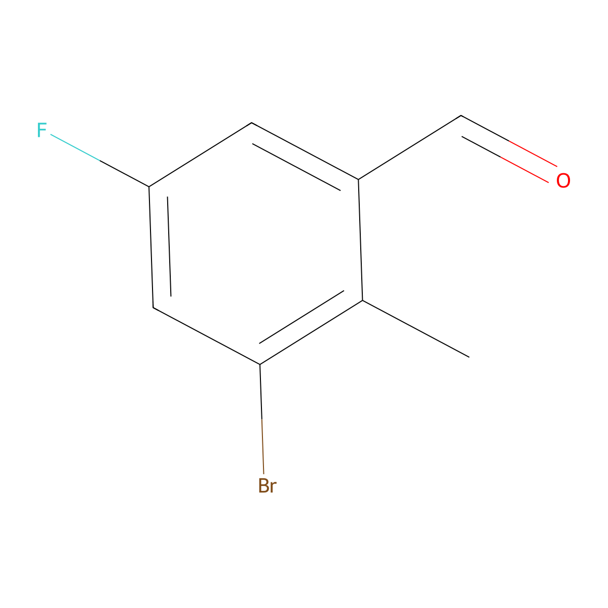 3-Bromo-5-fluoro-2-methylbenzaldehyde molecular structure, CAS 1378962-45-8