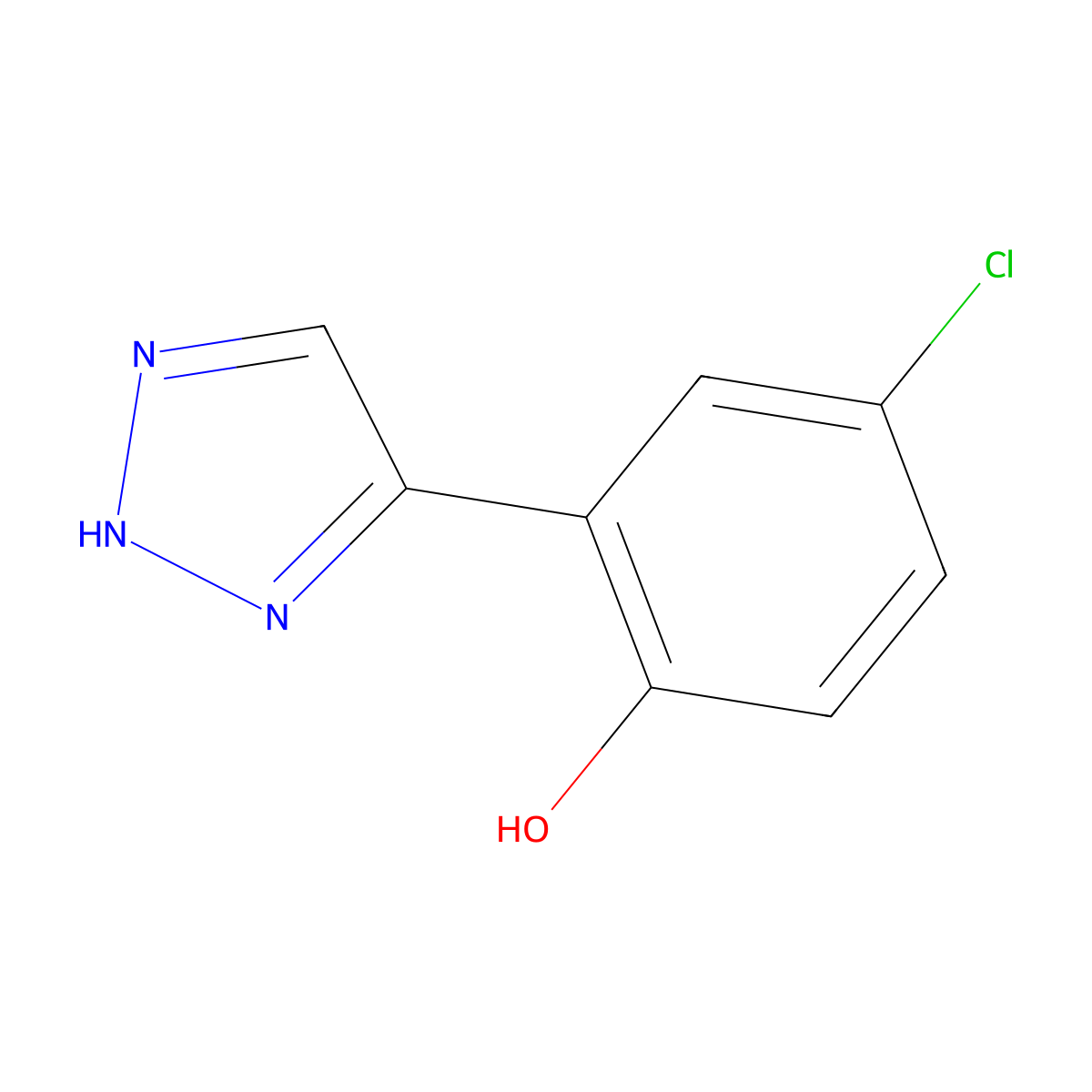4-chloro-2-(1H-1,2,3-triazol-4-yl)phenol molecular structure, CAS 1378976-02-3