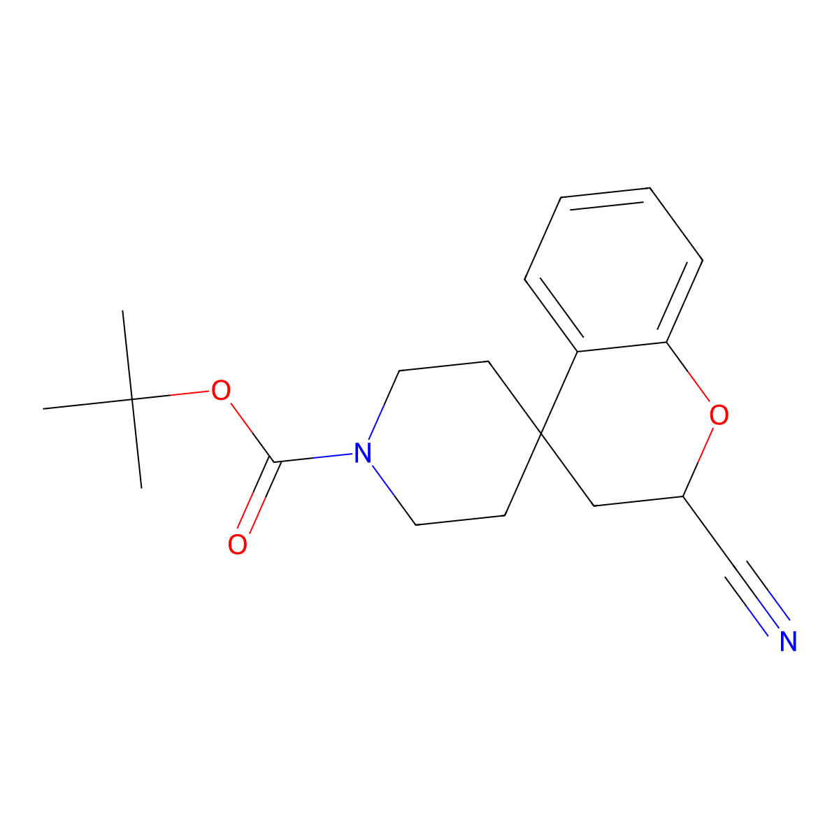 Tert-butyl 2-cyanospiro[chroman-4,4'-piperidine]-1'-carboxylate molecular structure, CAS 1378979-76-0