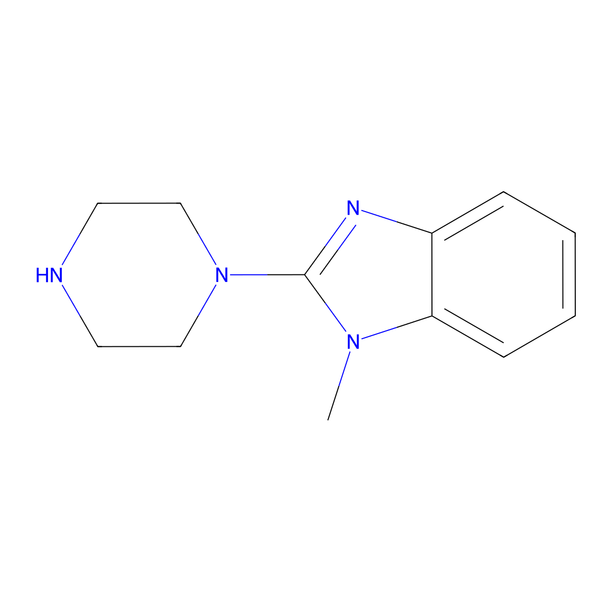 1-methyl-2-(piperazin-1-yl)-1H-benzo[d]imidazole molecular structure, CAS 137898-68-1