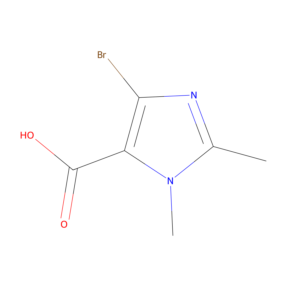 4-bromo-1,2-dimethyl-1H-imidazole-5-carboxylic acid molecular structure, CAS 1379020-32-2