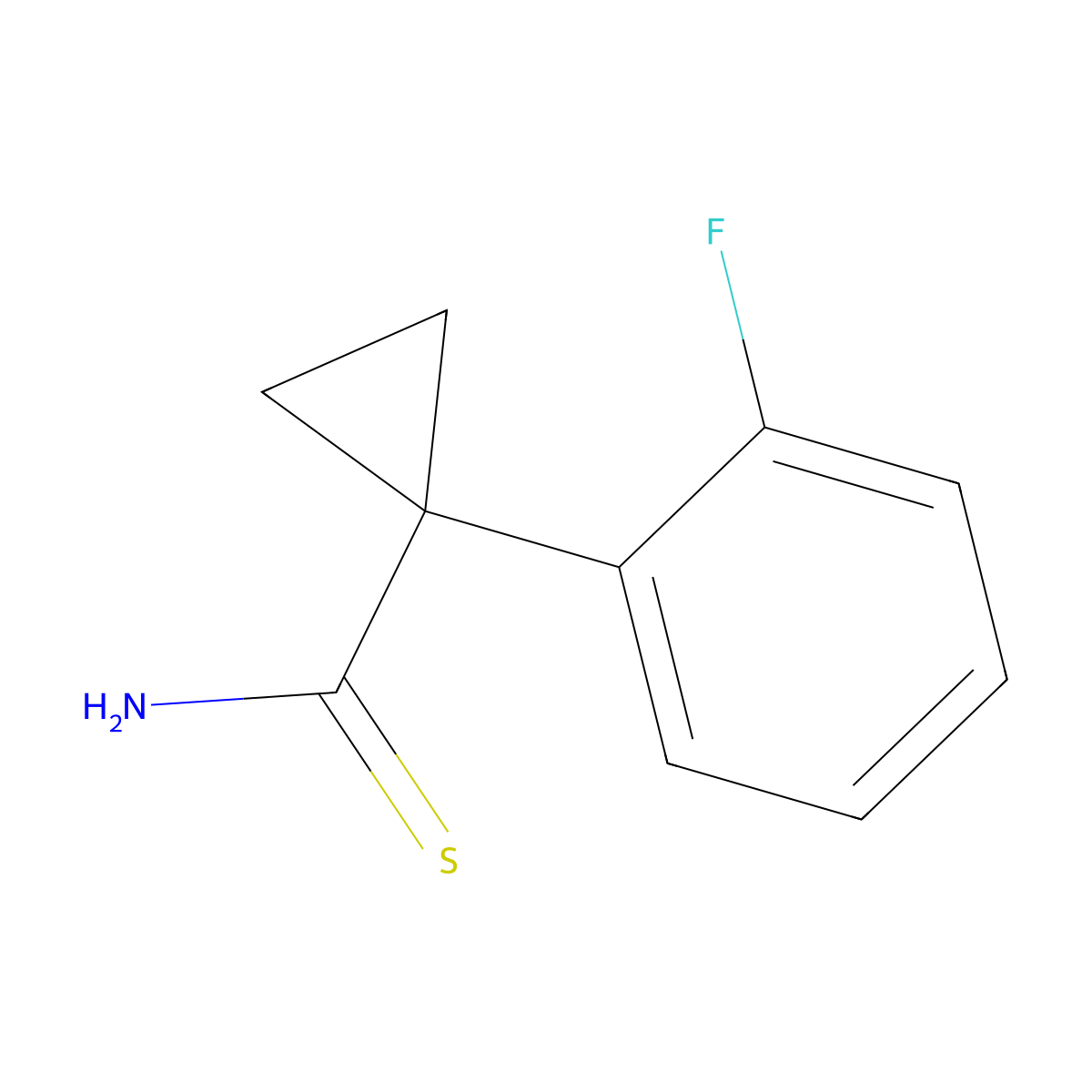 1-(2-Fluorophenyl)cyclopropane-1-carbothioamide molecular structure, CAS 1379028-70-2