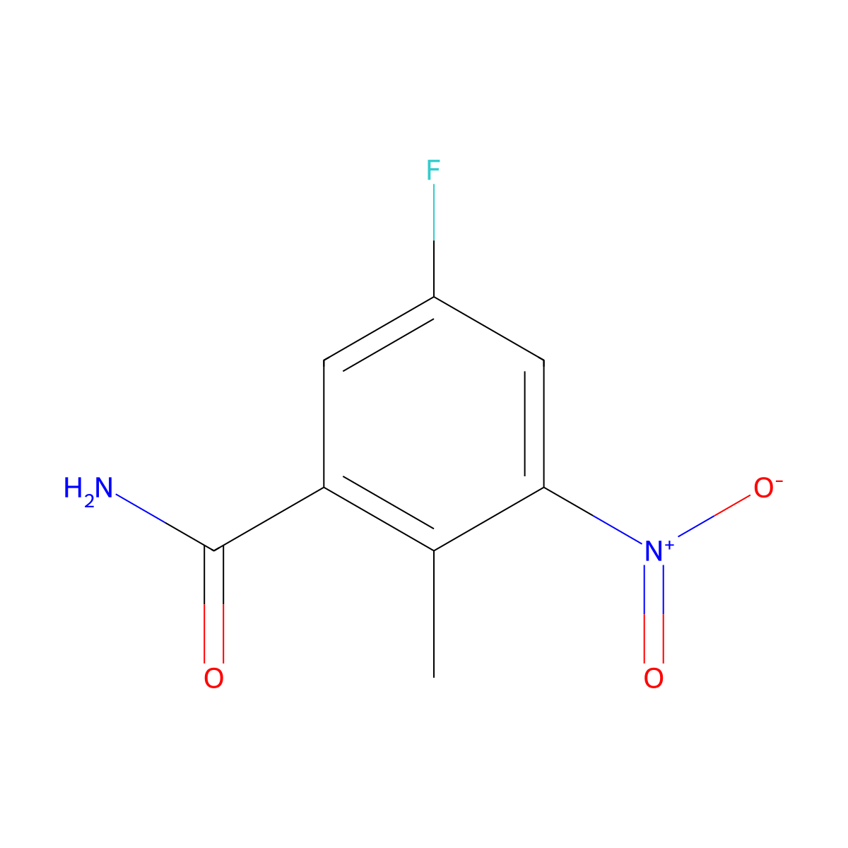 5-Fluoro-2-methyl-3-nitrobenzamide molecular structure, CAS 1379046-38-4
