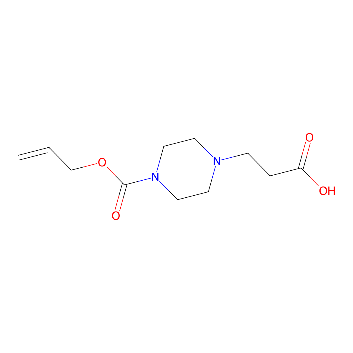 3-{4-[(Prop-2-en-1-yloxy)carbonyl]piperazin-1-yl}propanoic acid molecular structure, CAS 1379054-24-6