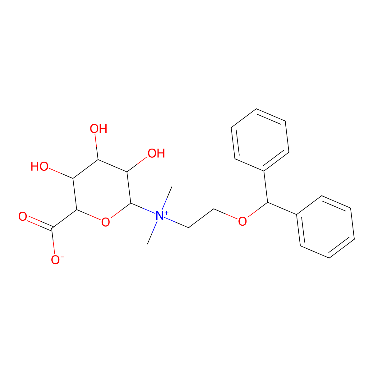 Ethanaminium, 2-(diphenylmethoxy)-N-beta-D-glucopyranuronosyl-N,N-dimethyl-, inner salt molecular structure, CAS 137908-78-2