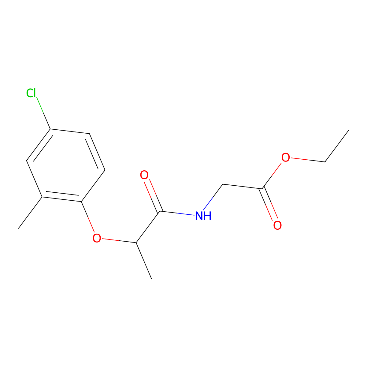 Ethyl 2-[2-(4-chloro-2-methylphenoxy)propanoylamino]acetate molecular structure, CAS 13791-64-5