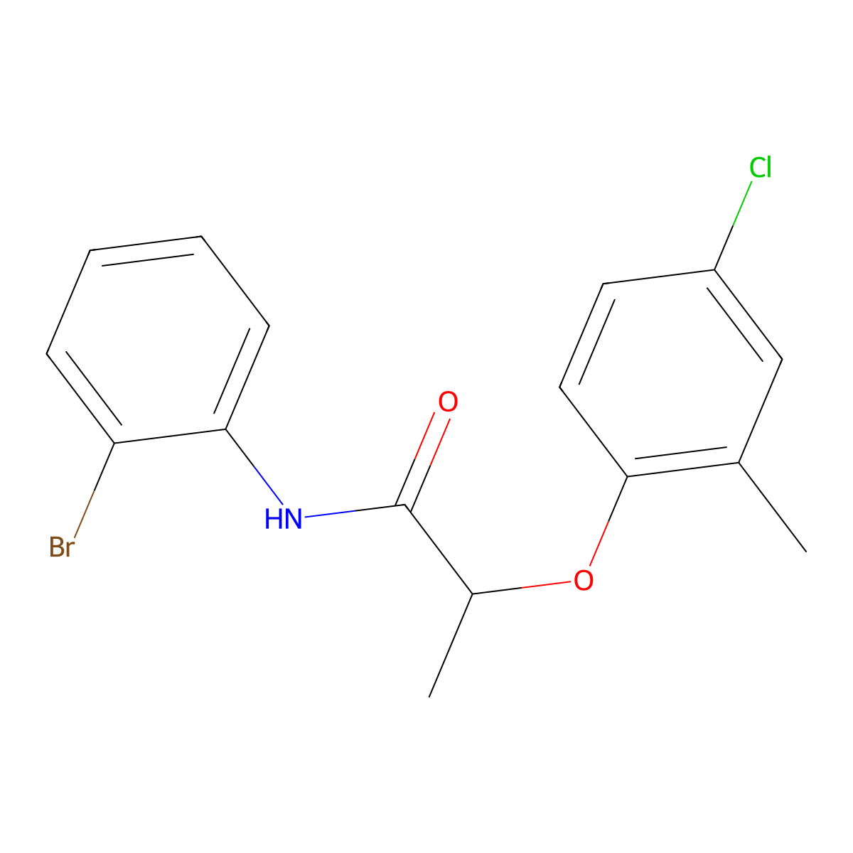 N-(2-bromophenyl)-2-(4-chloro-2-methylphenoxy)propanamide molecular structure, CAS 13791-68-9