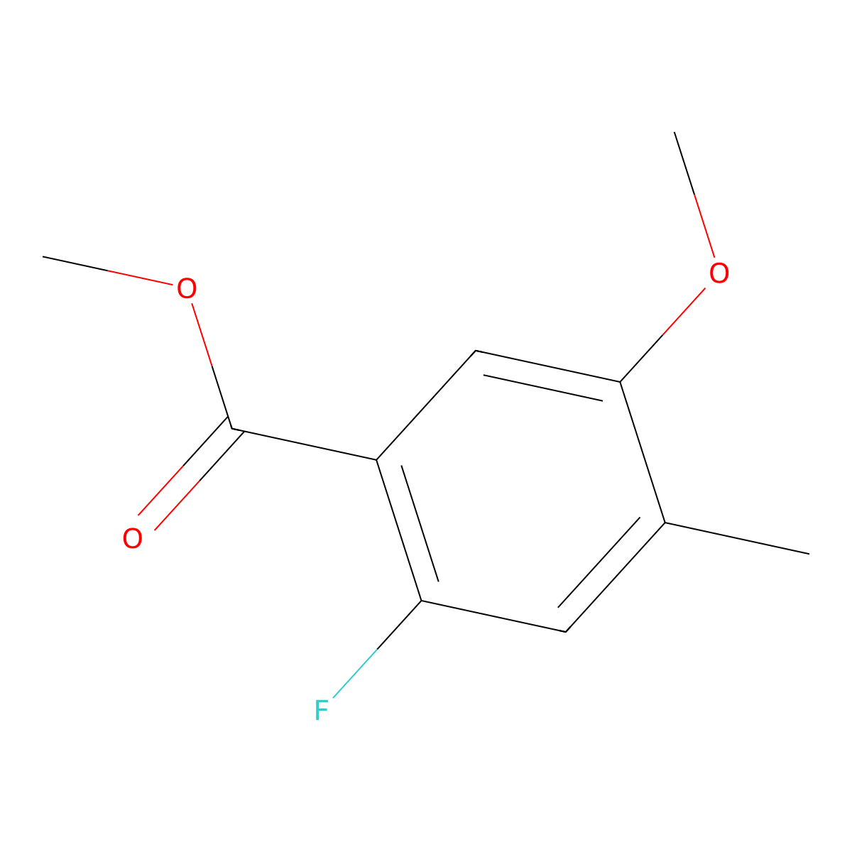 Methyl 2-fluoro-5-methoxy-4-methylbenzoate molecular structure, CAS 1379108-33-4