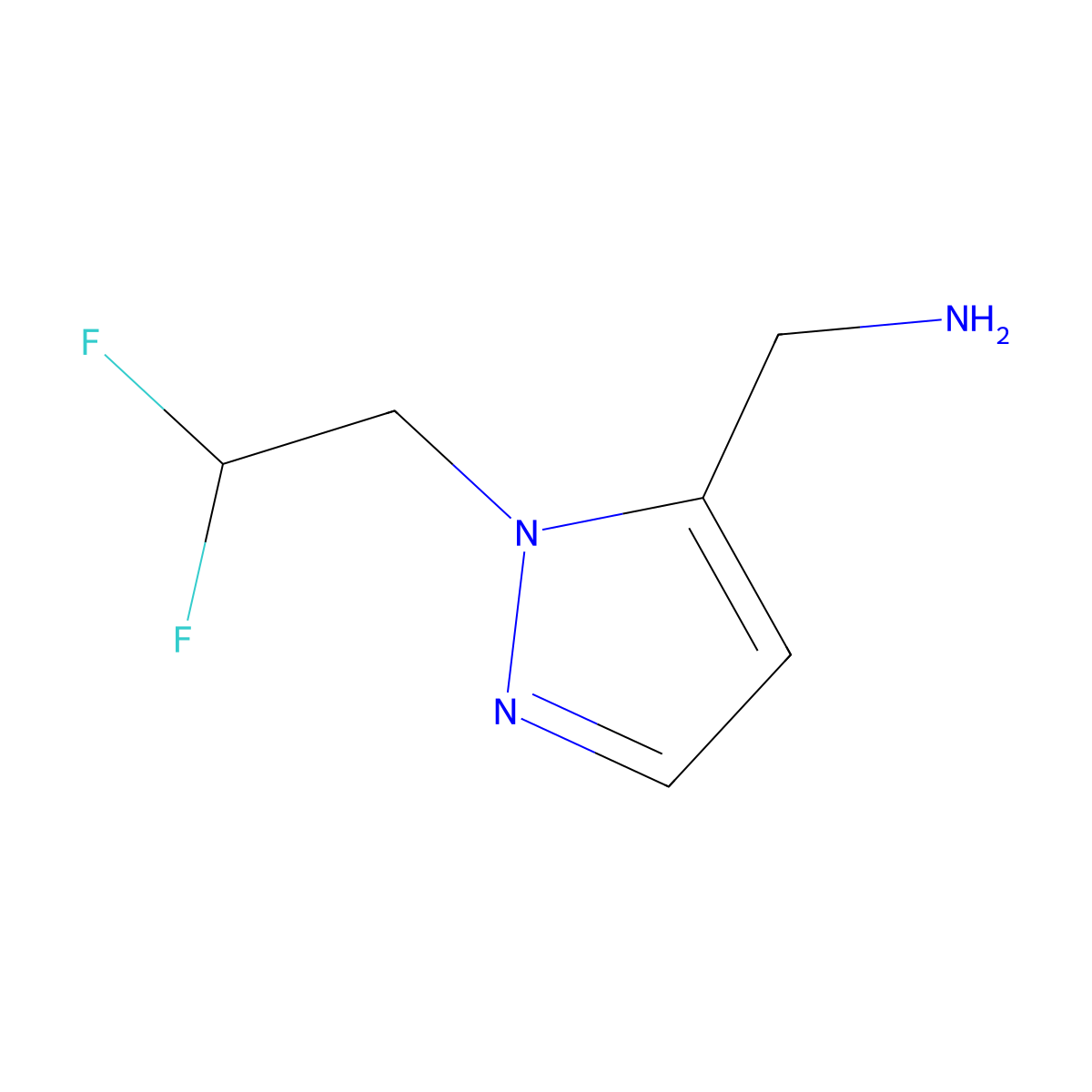 1-[1-(2,2-difluoroethyl)-1H-pyrazol-5-yl]methanamine molecular structure, CAS 1379162-72-7